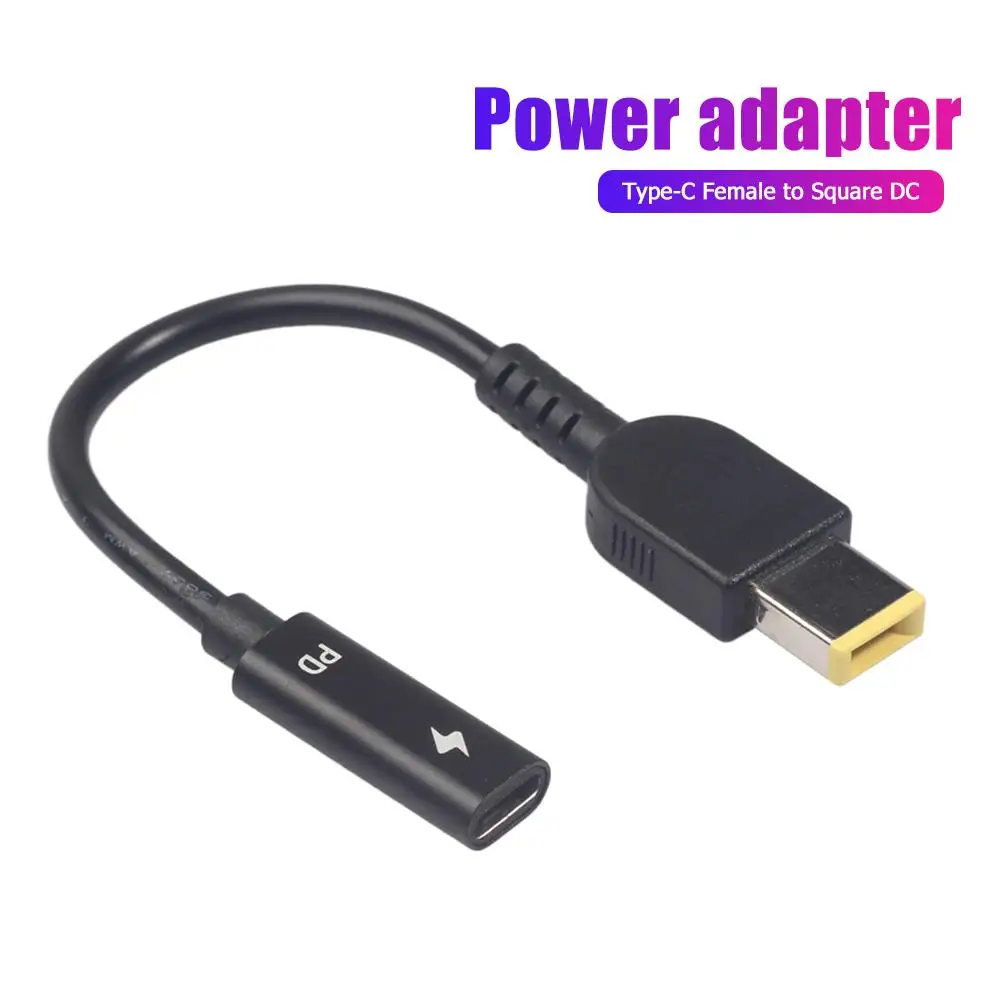 Connecteur adaptateur d'alimentation pour chargeur d'ordinateur portable Lenovo Thinkpad, Type C femelle à carré DC mâle, câble de charge PD, 2021