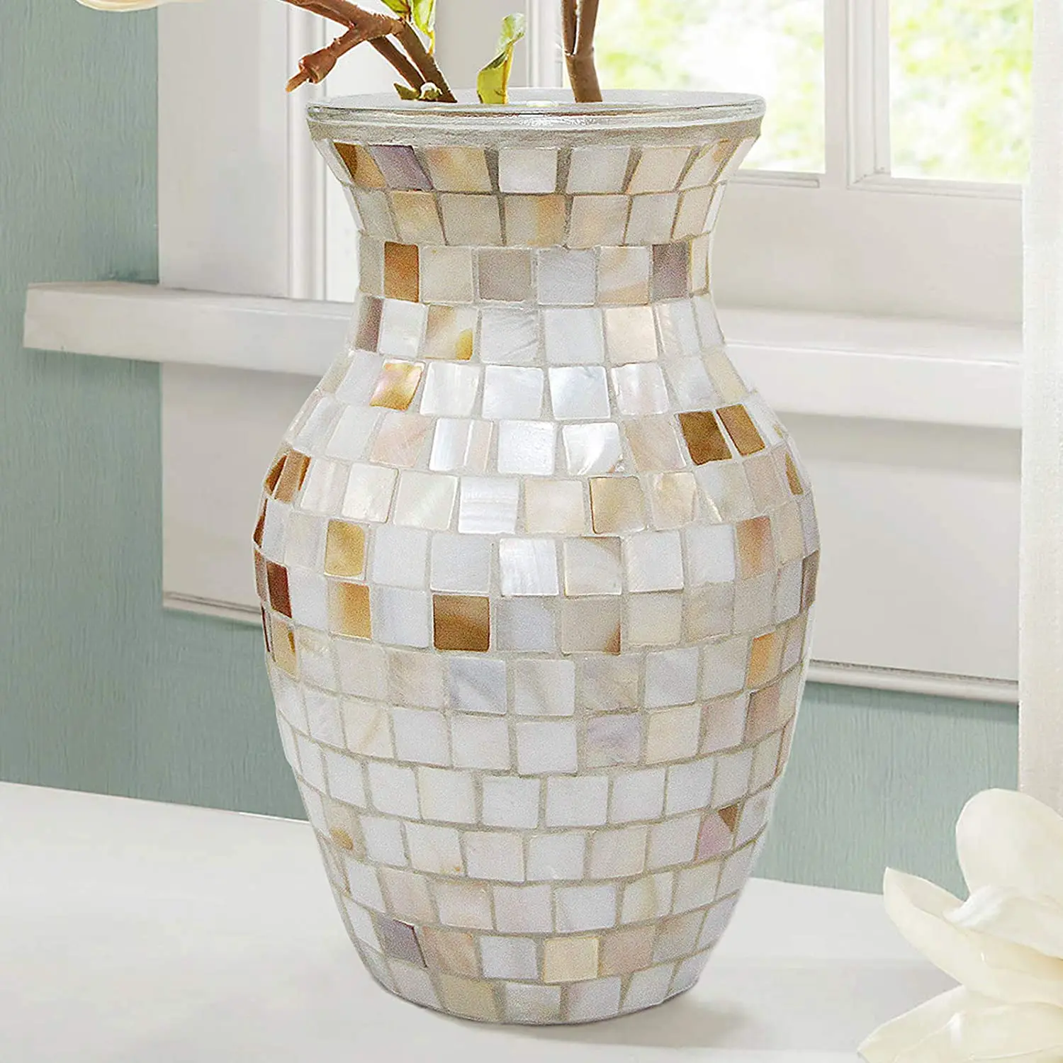 

Handmade Glass Piece Glass Vases for Room Decor, Decorative Colorful Vase for Living Room