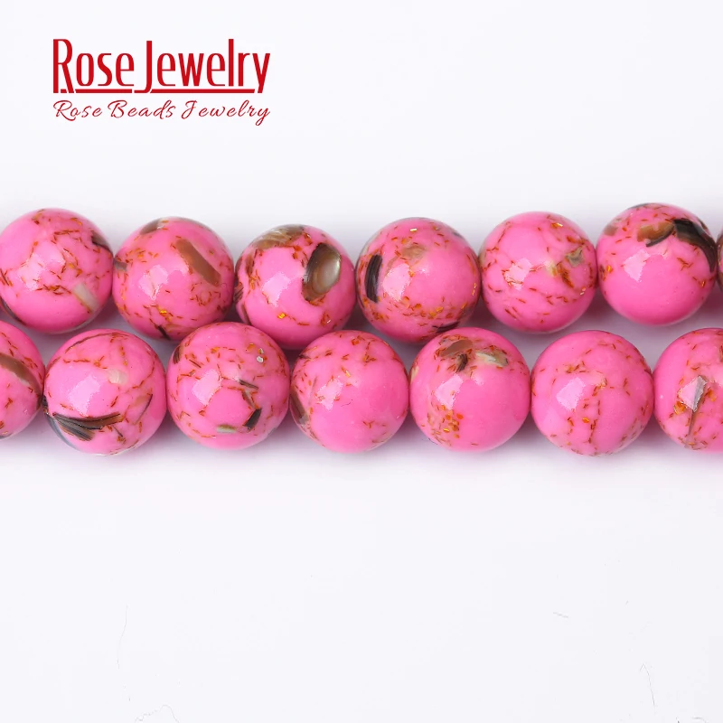 Natural Magenta Shell Howlite Stone Round Beads for Jewelry Making 4-12 mm Turquoises Spacer Beads Diy Handmade 15