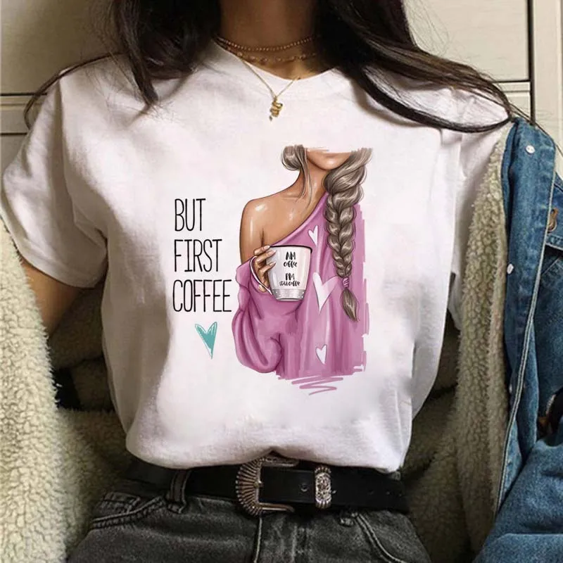 Maycaur Casual Women's T-shirt New Funny Black Woman Top Tees Harajuku 90s Fashion Round Neck Short Sleeve Lady T Shirt Clothes