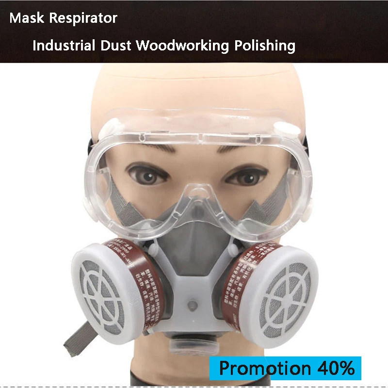 

Double Tank Gas Mask Half Face Mask Spray Paint Chemical Pesticide Anti-Formaldehyde Anti-Paint Activated Carbon Gas Mask