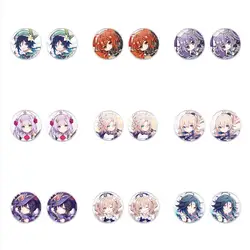 2021 New Arrival Genshin impact Cartoon Glass Dome Stud Earrings For Women Girls Jewelry Gift