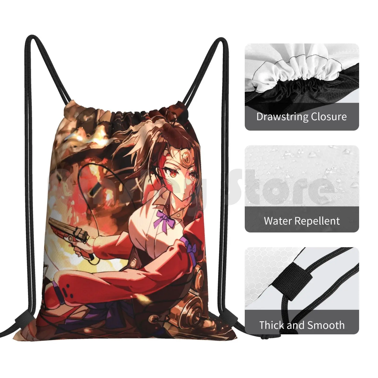 Mochila Mumei-Kabaneri, bolsa con cordón, bolsa de gimnasio para montar, escalar, Kabaneri Mumei, Anime Manga Aimer, lindo combate Kawaii para niñas