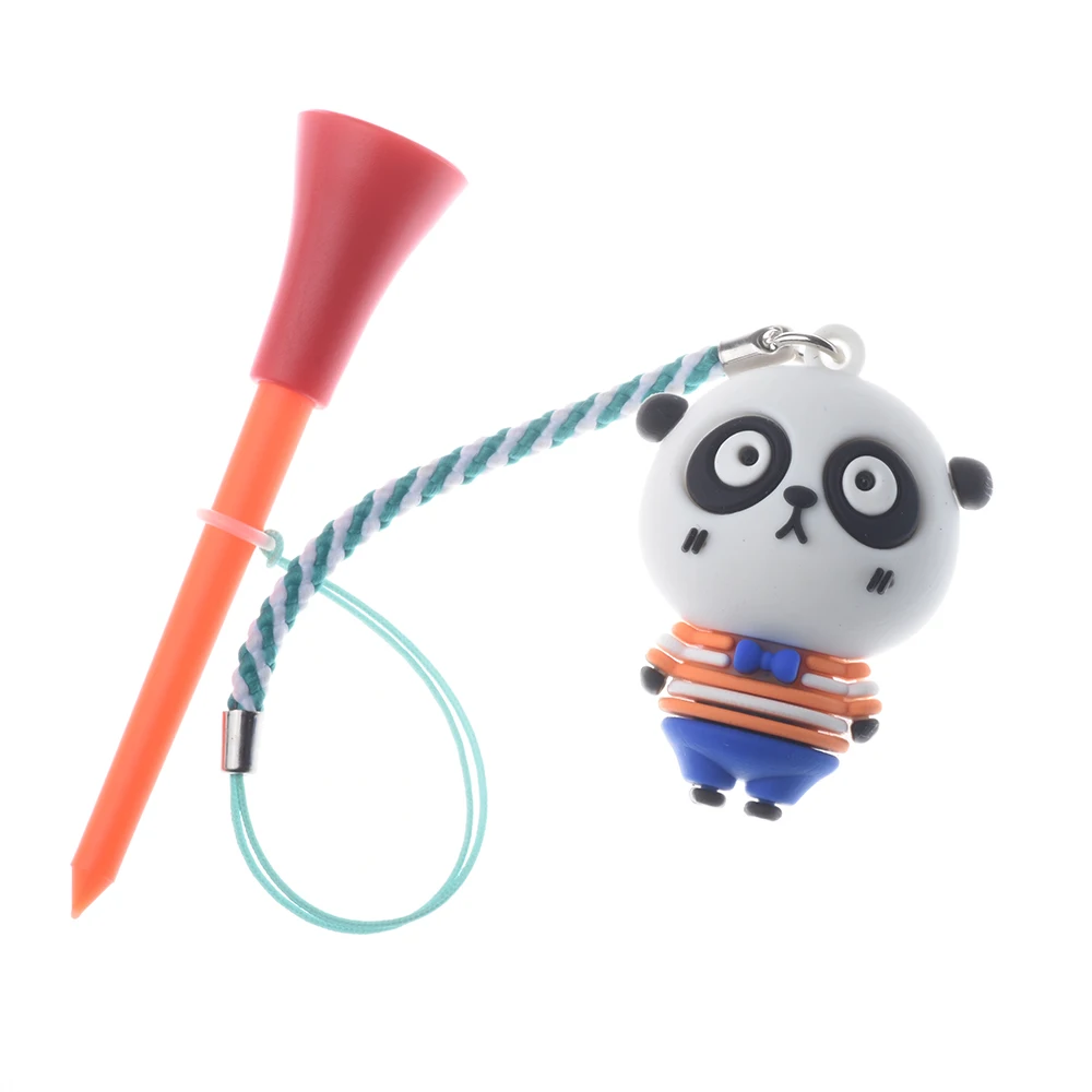 1Pcs Golf Rubber Tee With PVC Cartoon Pattern Golf Ball Holder With Handmade Rope Prevent Loss Golf Accessories Golf Gift