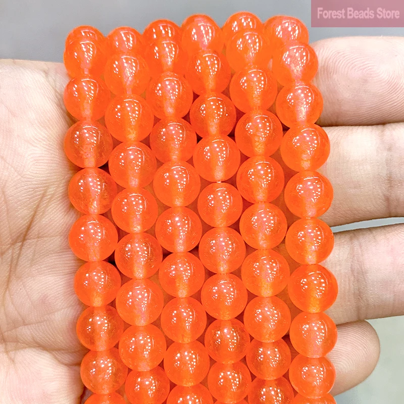 Smooth Orange Red Chalcedony Round Beads Natural Stone Diy Bracelet Accessories for Jewelry Making 15