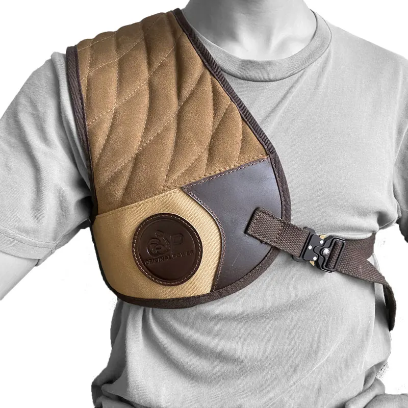 Leather Canvas Gun Buttstock Recoil Shiled Shotgun Rifle Shoulder Protective Shooting Pad Shirt Vest Hunting Gun Accessories