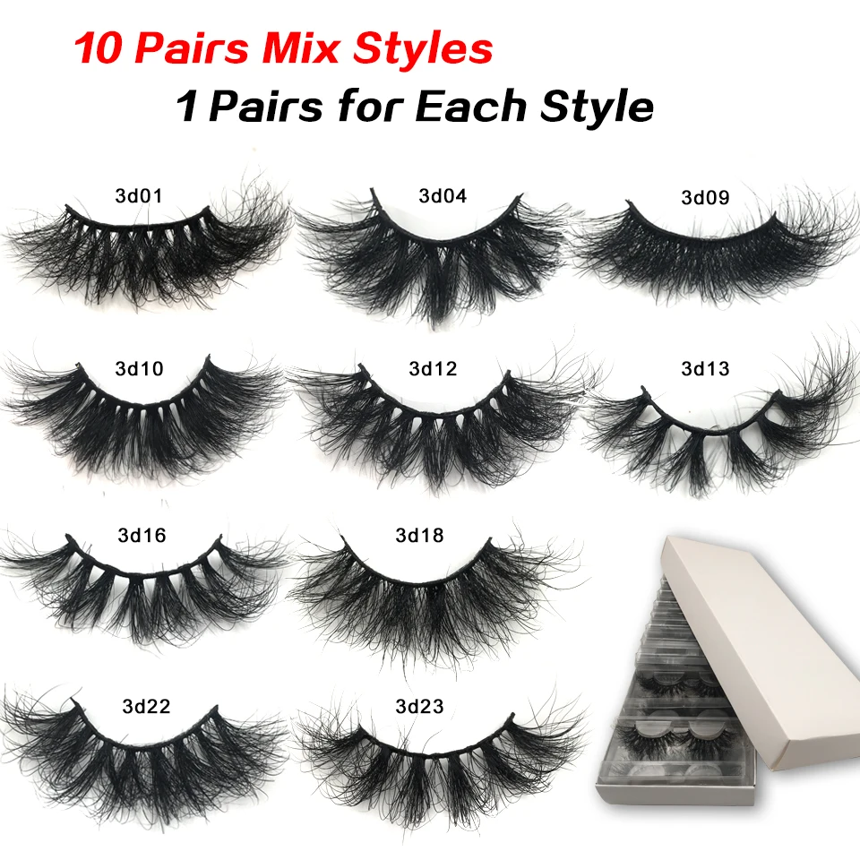 RED SIREN 5-50 pairs Fluffy Lashes 25mm 3d Mink Lashes Wholesale In Bulk Dramatic Long Natural Eyelashes Makeup Mink Eyelashes