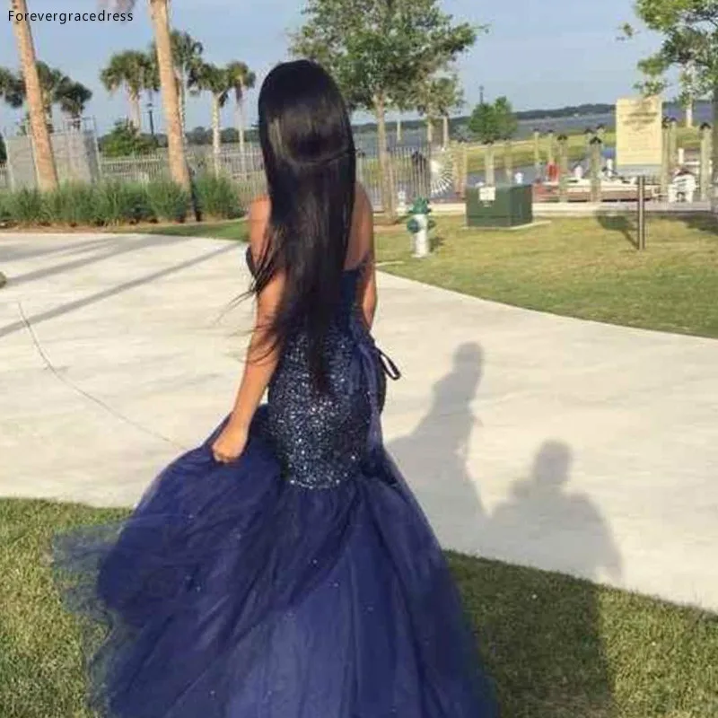 Navy Blau Backless Wunderschöne Prom Kleid Neue Ankunft Sexy Liebsten Ärmellose Formale Graduation Party Kleid Gewohnheit Plus Größe