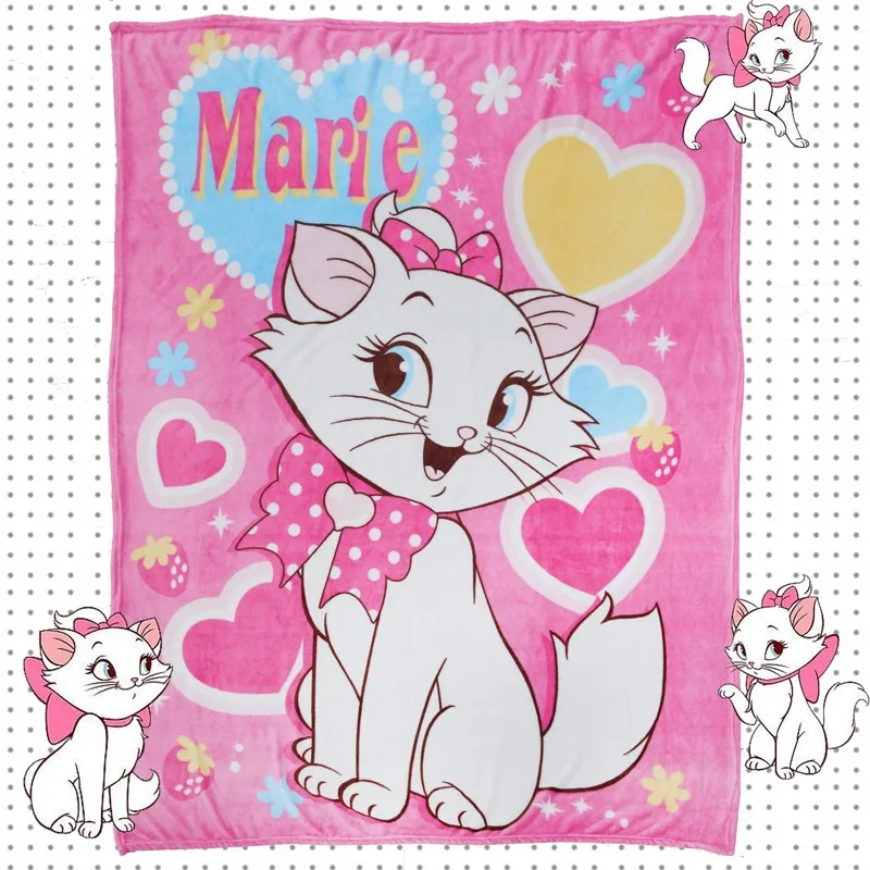 Disney Marie Cat Coral Fleece Fuzzy Blankets on Bed/Sofa Air Condition Sleeping Cover Bedding Throws Bedsheet for Kids Girls