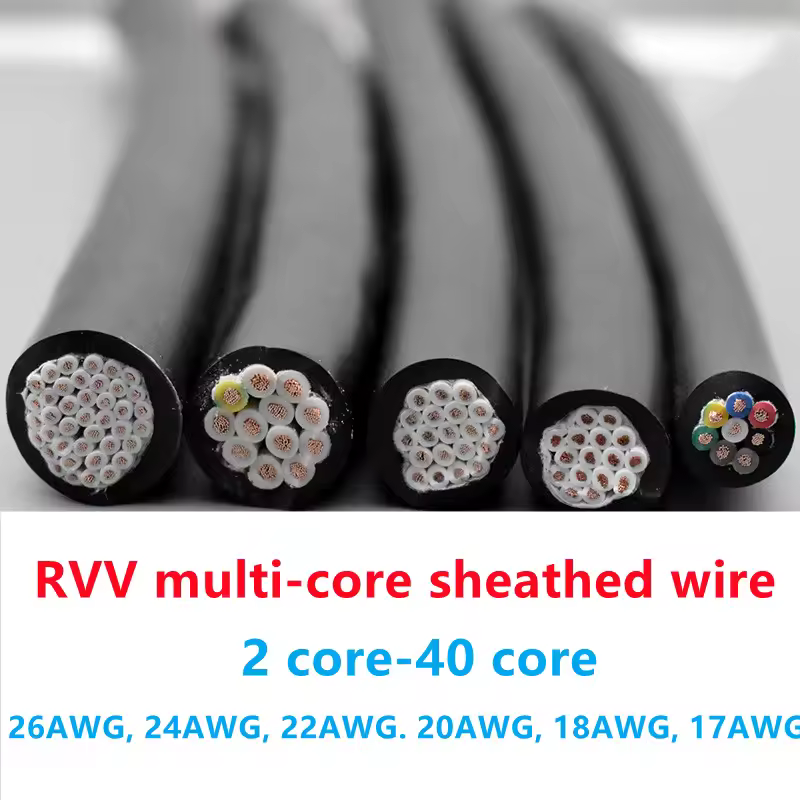 2m כבל Pvc כבל אלחוטית 14 16 20 24 40 30 חוט בקרת Rvv חוט 26 24 22 20 18 17 awg ליבה טהור נחושת ליבה חיישן חוט אות