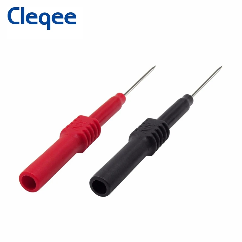 Cleqee P5009 4PCS Flexible Test Probes Soft PVC Head Insulation Piercing Needles Non-destructive Back Probes 4mm Jack Red/Black