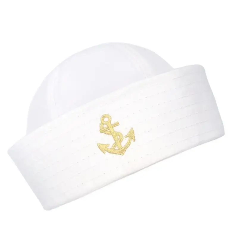 Embroidered Captain Cap for Adult, White Sailor Hat, Navy Hat, Unisex