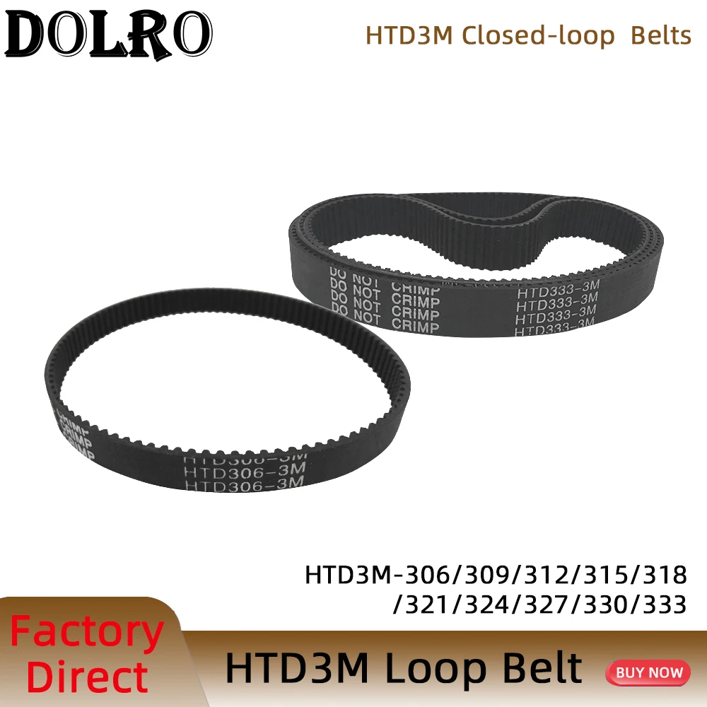 

Arc HTD 3M Timing belt C=306 309 312 315 318 321 324 327 330 333 width 6/9/10/12/15/20mm Rubbe Closed Loop Synchronous pitch 3mm