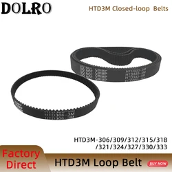 Arc HTD 3M Timing belt C=306 309 312 315 318 321 324 327 330 333 width 6/9/10/12/15/20mm Rubbe Closed Loop Synchronous pitch 3mm