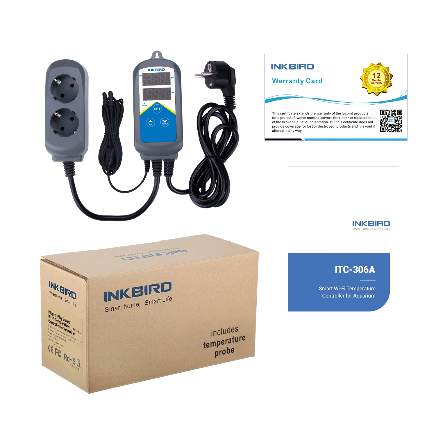 Imagem -06 - Inkbird-wifi Controlador de Temperatura do Aquário Inteligente Termostato Digital Sondas Impermeáveis para Aquário 1200w Itc306a