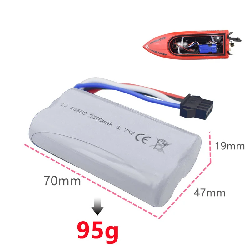 1/2/3/5/8pcs 7.4v 3000mah 18650 LI-ION Battery with SM-4P Plug for Udi007 udi002 Udi001 HongXunJie HJ806 RC Boat Spare Parts