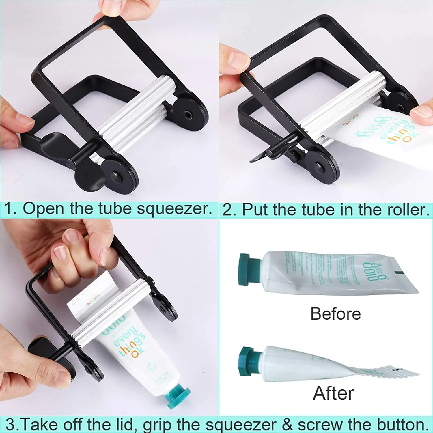 Tube Squeezer Metal Toothpaste Squeezer, Paint Tube Wringer for Artist, Hair Salon, Paint, Color Dye, Hand Cream