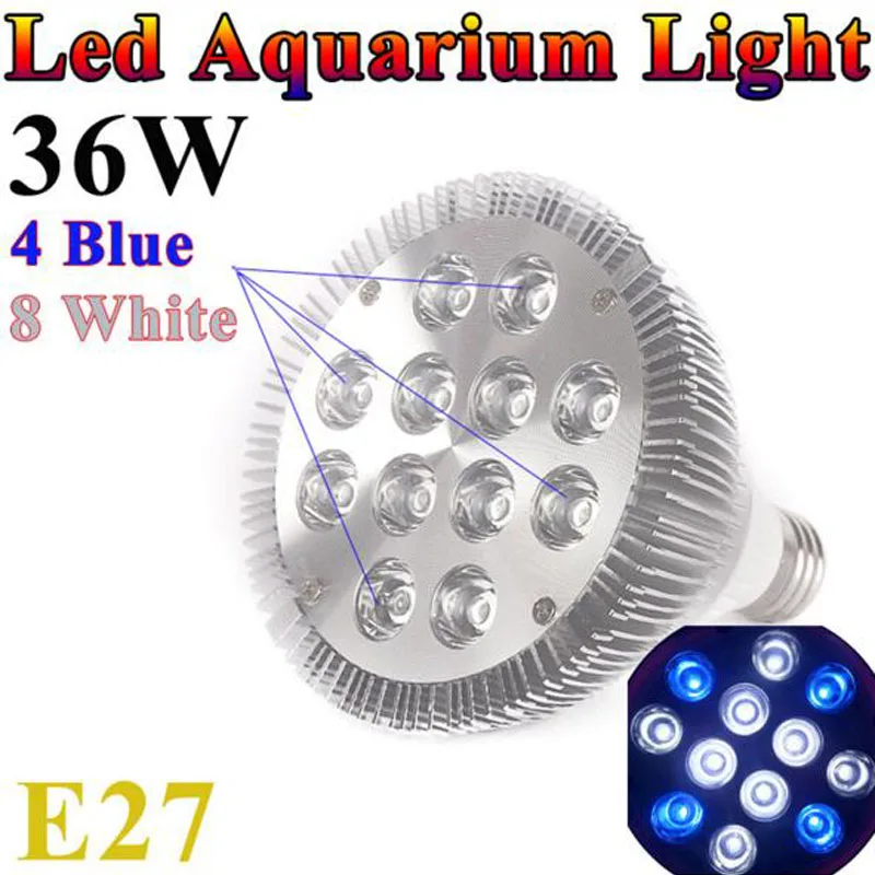 10pcs/lot AC85-265V E27 Par38 Aquarium Led Lighting Fish Tank Coral Reef Grow Led Aquarium Light 460nm Blue White Grow Lamp