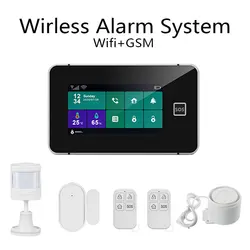 433MHz Tuya WiFi GSM Home Security Alarm System Wireless  Burglar Alarm Kit SOS Works with Google Alexa 4.3-inch IPS Touch Scree