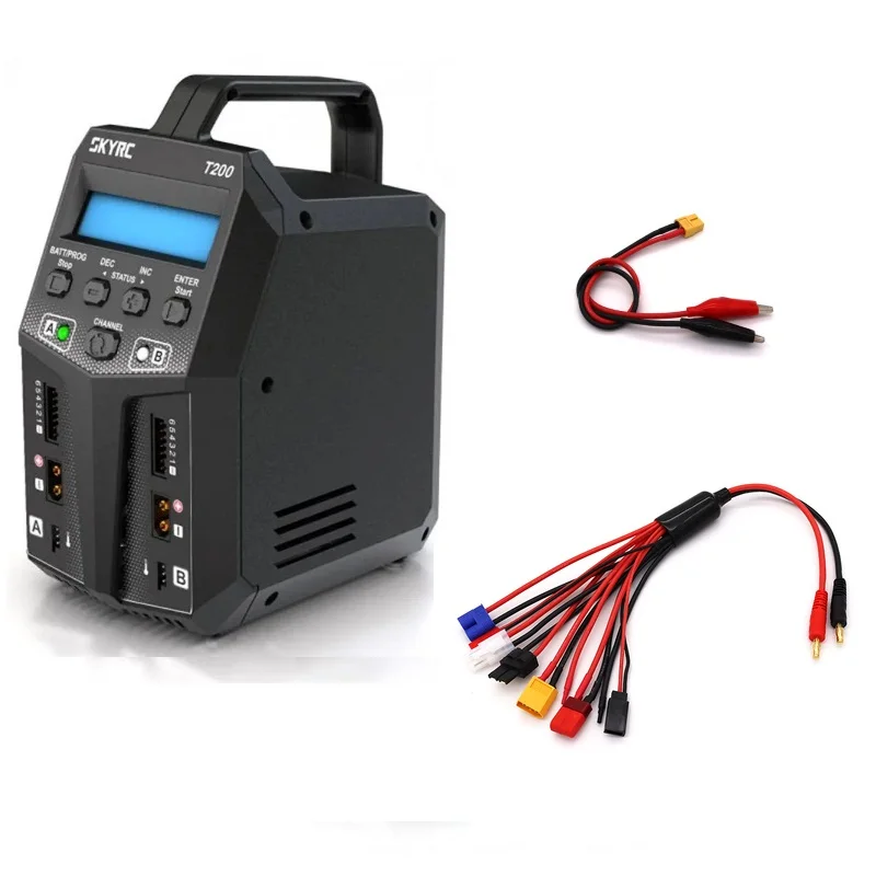 SKYRC T400 T200 2X100W 12A AC/DC DUAL Battery Balance Charger for 1-6S Lipo/LiHV/LiFe/LiIon Battery Fast charge XT60 PLUG