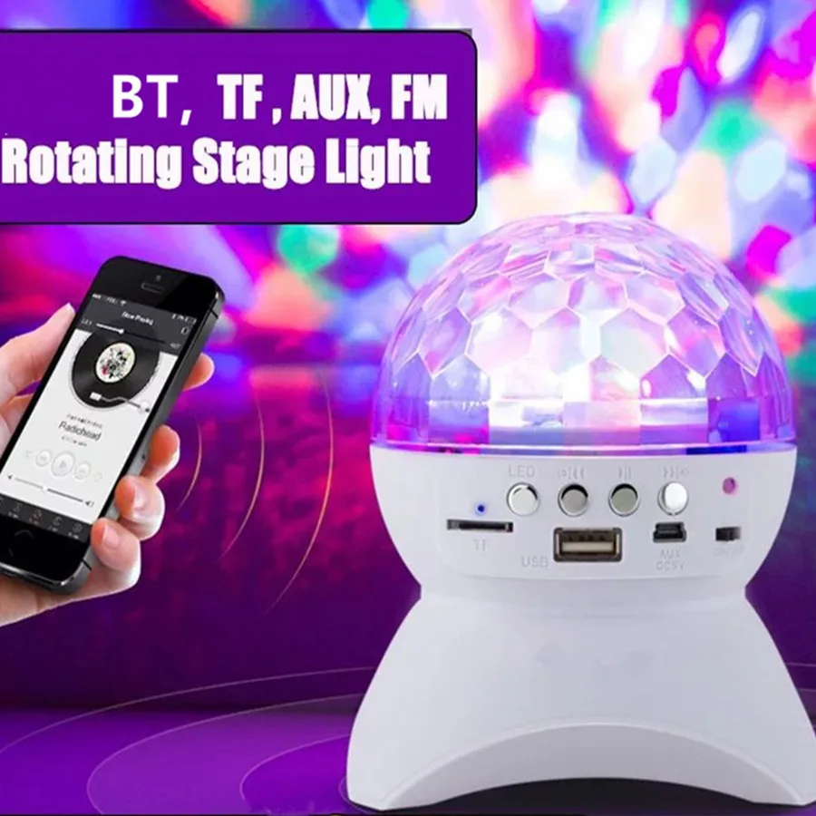 Stage Projection Night Lights Wireless BT Speaker RGB LED Crystal Disco Ball Effect Lighting DJ Club Party Lamp USB Rechargeable