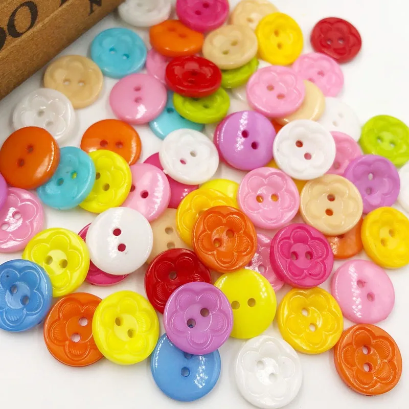 50pcs Mix Color Plastic Button DIY sewing appliques crafts notion PT21