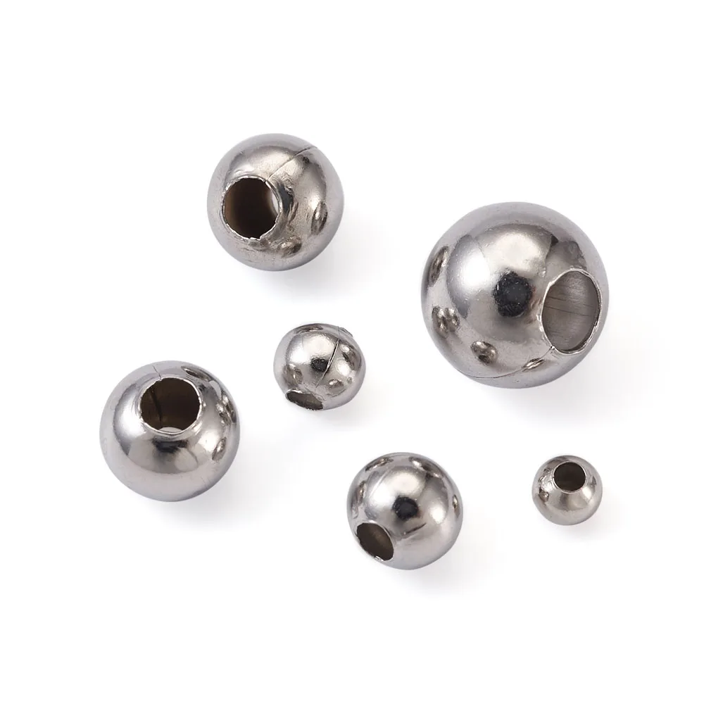 100-1000pcs Stainless Steel Smooth Rondelle Loose Spacer Ball Beads 3mm 4mm 5mm 6mm 8mm for Necklaces Bracelets Jewelry Making