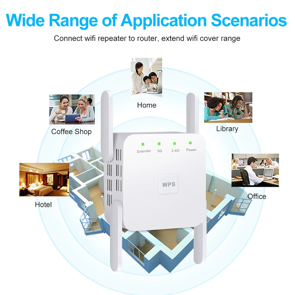 5G WiFi Repeater Wifi Amplifier Signal Wifi Extender Network Wi fi Booster 1200Mbps 5 Ghz Long Range Wireless Wi-fi Repeater