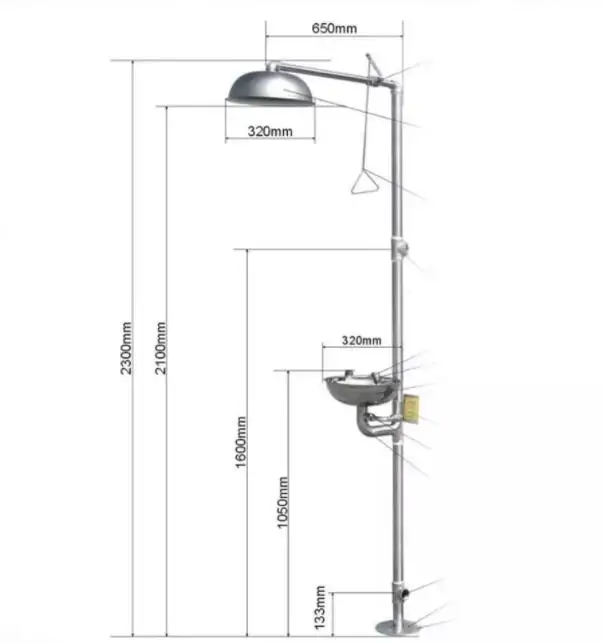 

Vidric 304 Stainless Steel Composite Emergency Shower Eyewash，Factory Inspection Vertical Double Eye Washing Shower Set