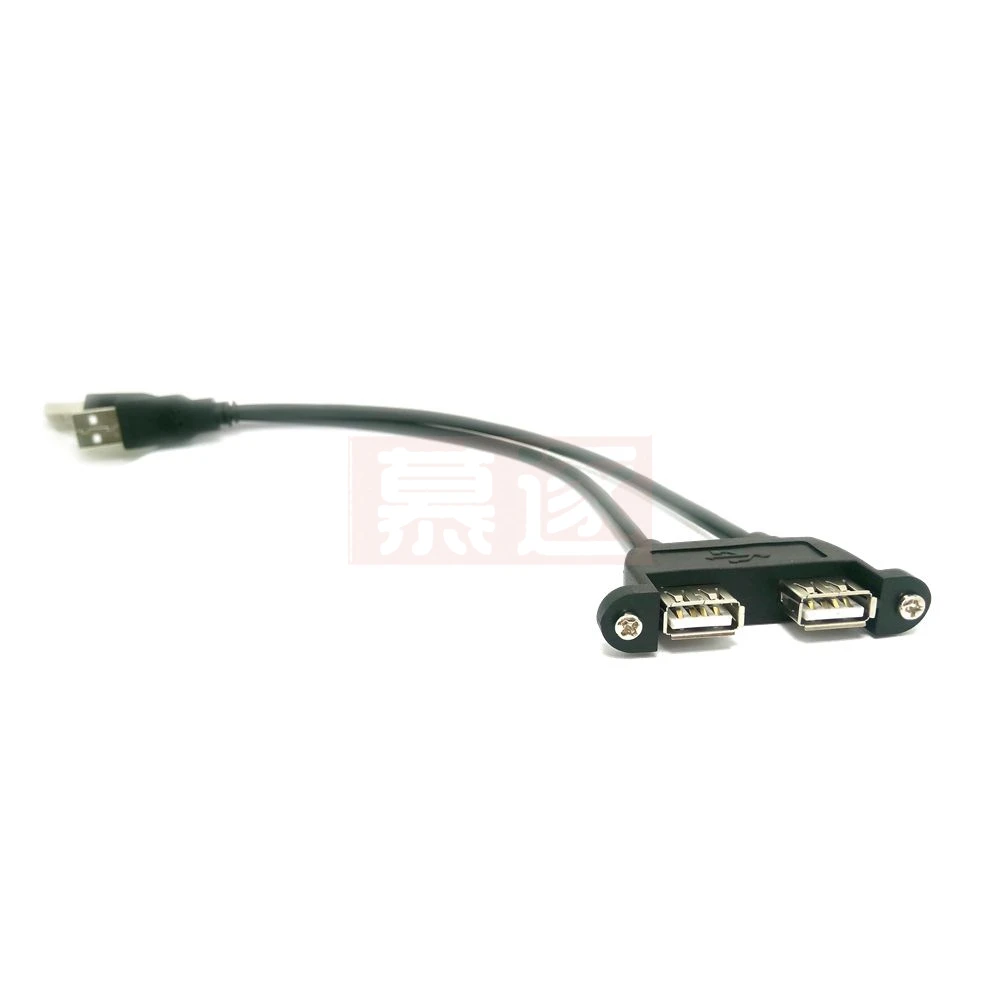 Doppelter Anschluss USB 2.0-Verlängerungskabel mit Schraubenloch und festem USB-Verlängerungskabel mit Doppelanschluss und Ohr