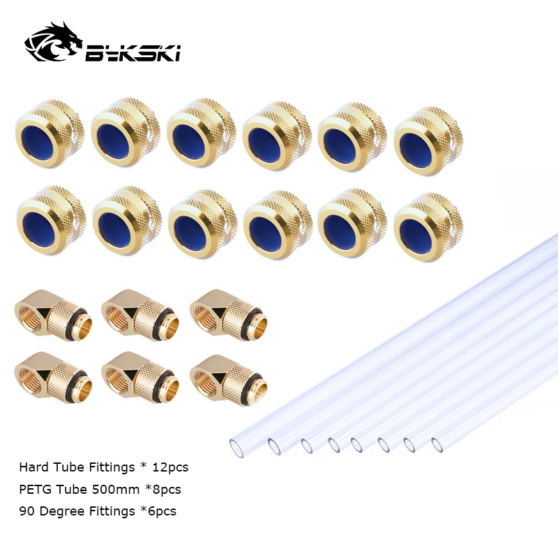 Bykski Computer Water Cooling Build Fittings Kit OD12 14 16MM PETG Hard Tube,Silver,Black,Gold,White,G1/4 "