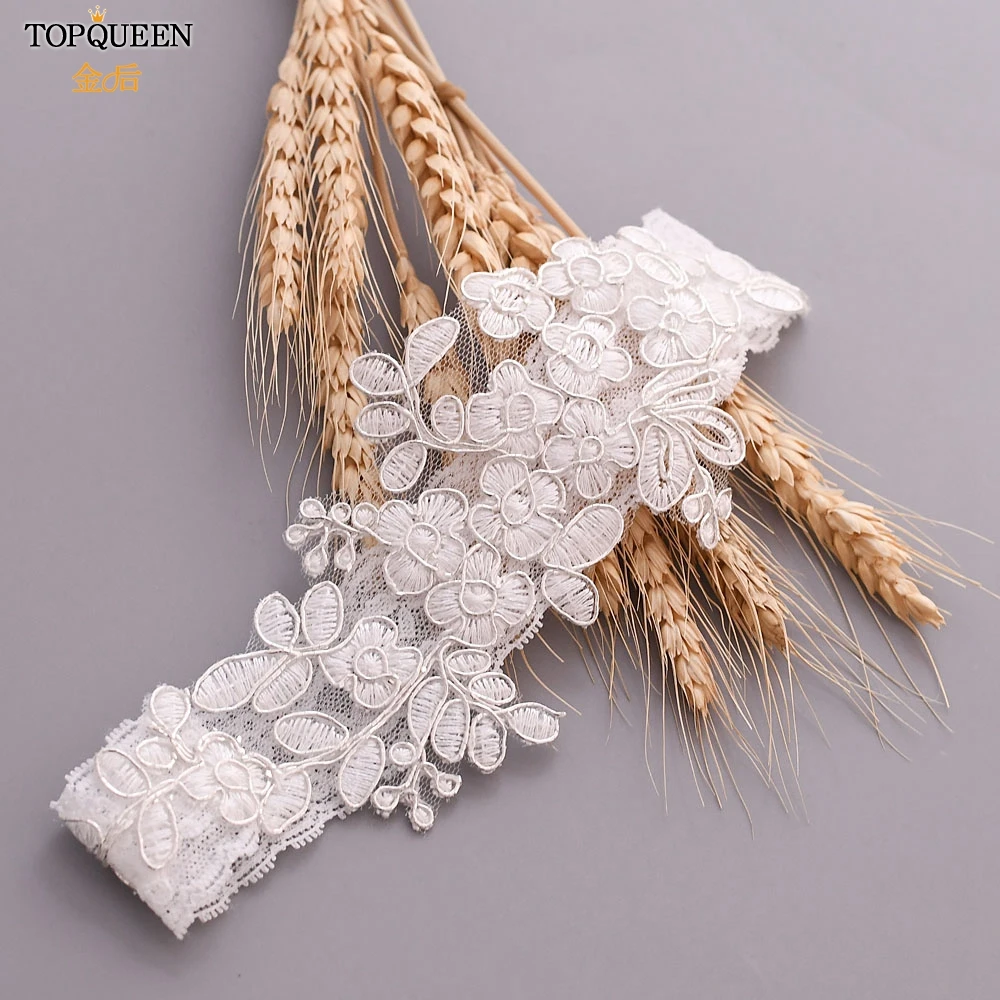 TOPQUEEN TH05 Wedding Garter Belts White Embroidery Floral Sexy Garters Women/Female/Bride Thigh Ring Bridal Lace Leg Ring Loop