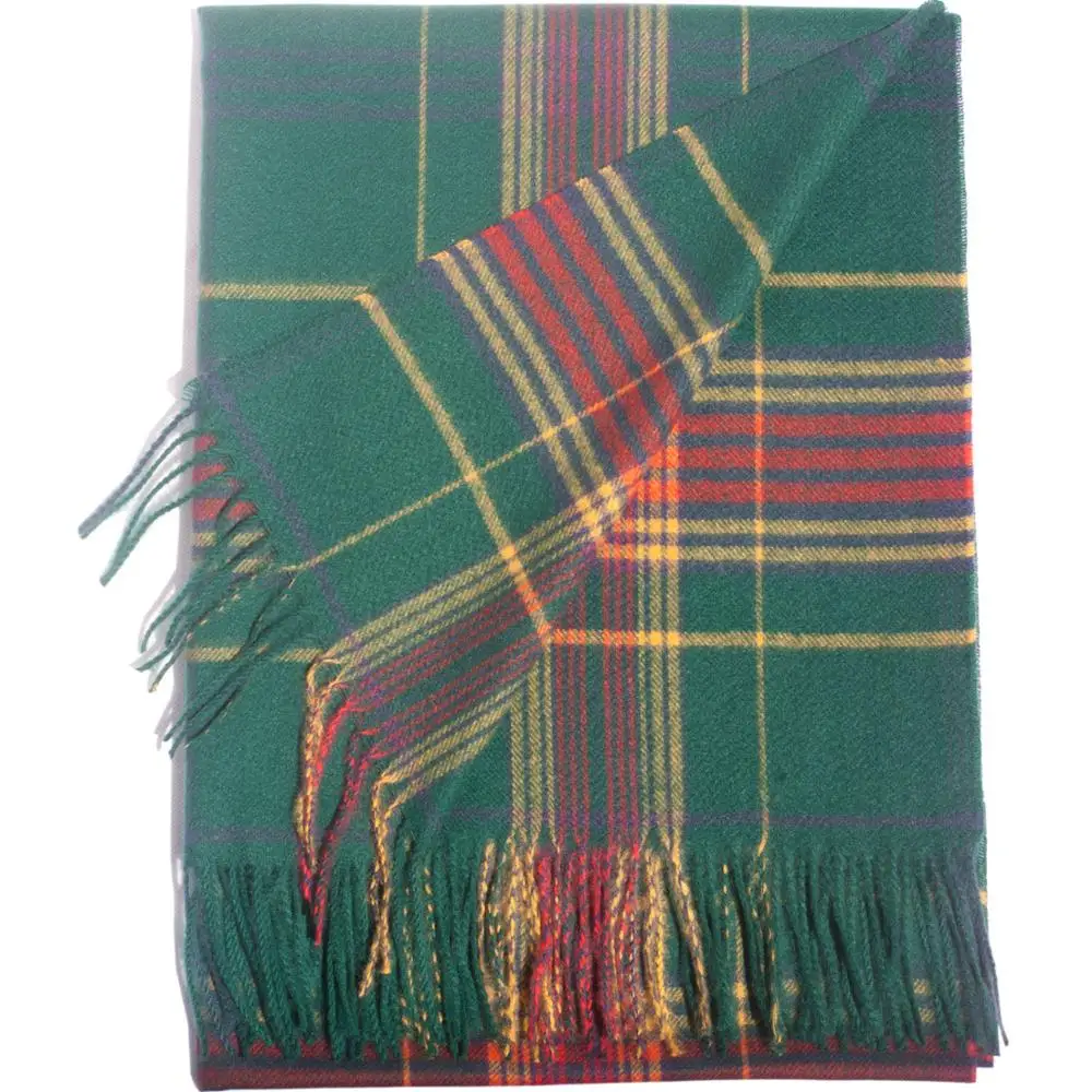 Fashion Cashmere Viscose Shawl Plaid Scarf Brushed Wrap Tartan Warm Large Fashion Check Green Thick Autumn Winter Fringe