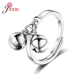 Good Quality Women Girls 925 Sterling Silver Bell Pendant Finger Rings Adjustable Size Sweet Birthday Party Jewelry Gifts