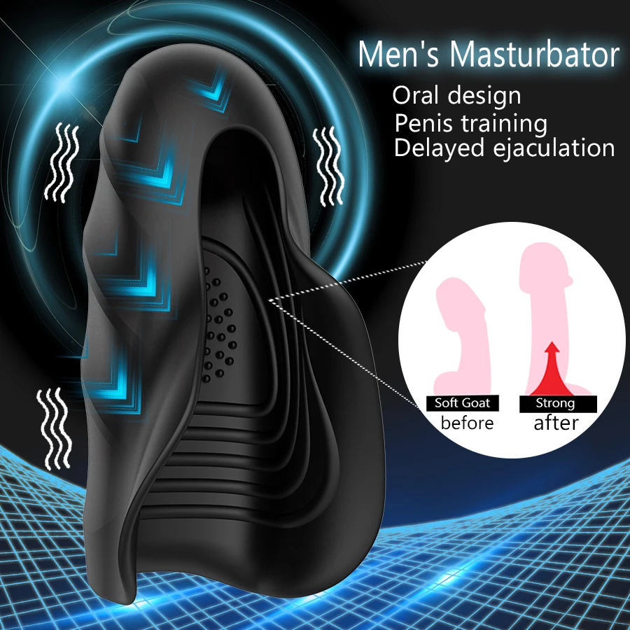 HWOK Male Masturbator Vibrator Penis Delay Trainer Delay Ejaculation Oral Climax Glans Stimulate Massager Pussy Sex Toys for Men