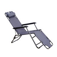 Outsunny folding tilt lounger pool gray folding steel tilt lounger + pillow hammock Gray