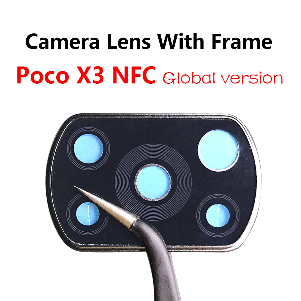 For Poco X3 Rear Back Camera Glass Lens With Frame For Xiaomi POCO X3 NFC / Poco X3 Pro / Poco X3 / Poco M3 Cell Phone Repair