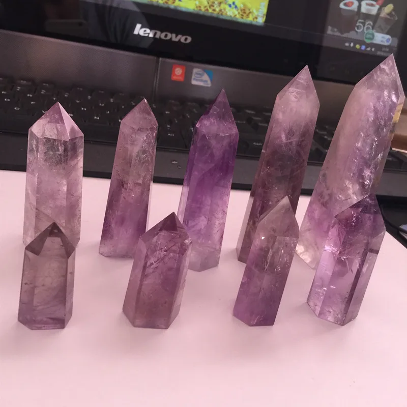 1PC Natural Amethyst Quartz Cluster Crystal Wand Point Specimen Lucky Healing Natural Stones and Crystals Healing Crystals Wicca