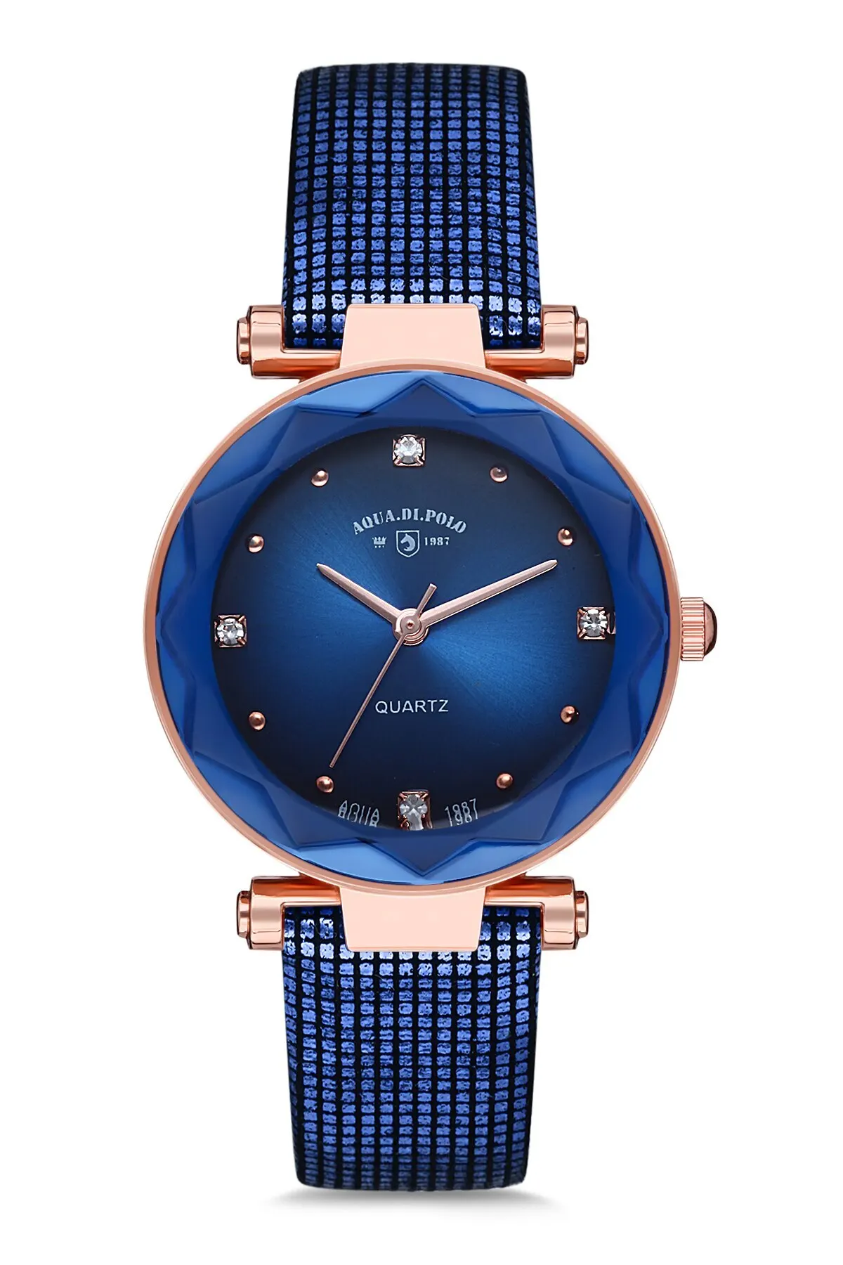 2021 top Brand Luxury Fashion Women 'S Navy Blue Leather Quartz Wristwatches Clock APSV1-A5414-KD772 Aqua di Polo 1987