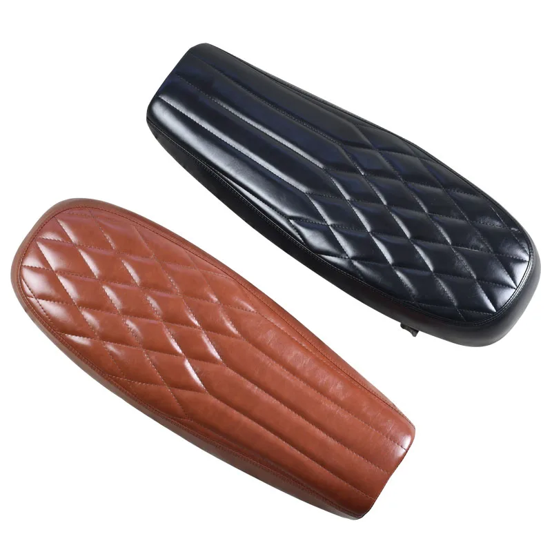 

630mm Stripe & Rhombus Universal Vintage Motorcycle Seat Cushion Handmade Oldschool Classic Motorbike for MASH125 MUTT125 250