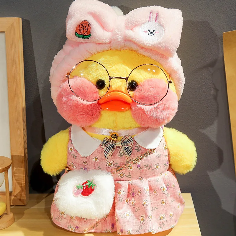 Whosale 30cm Cute LaLafanfan Cafe Duck Plush Toy Stuffed Soft Kawaii Duck Doll Animal Pillow Birthday Gift for Kids Children 5