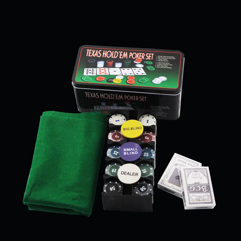 Texas Hold'em 21 point set / 200 chips with tablecloths / chips