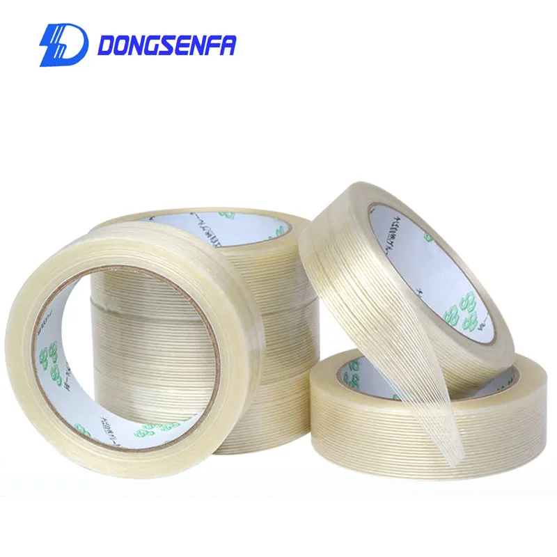 DONGSENFA 25M/Roll Transparent Glass  Fiber Tape Transparent Striped Single Side Adhesive Tape Sticky For Fixing And Packing