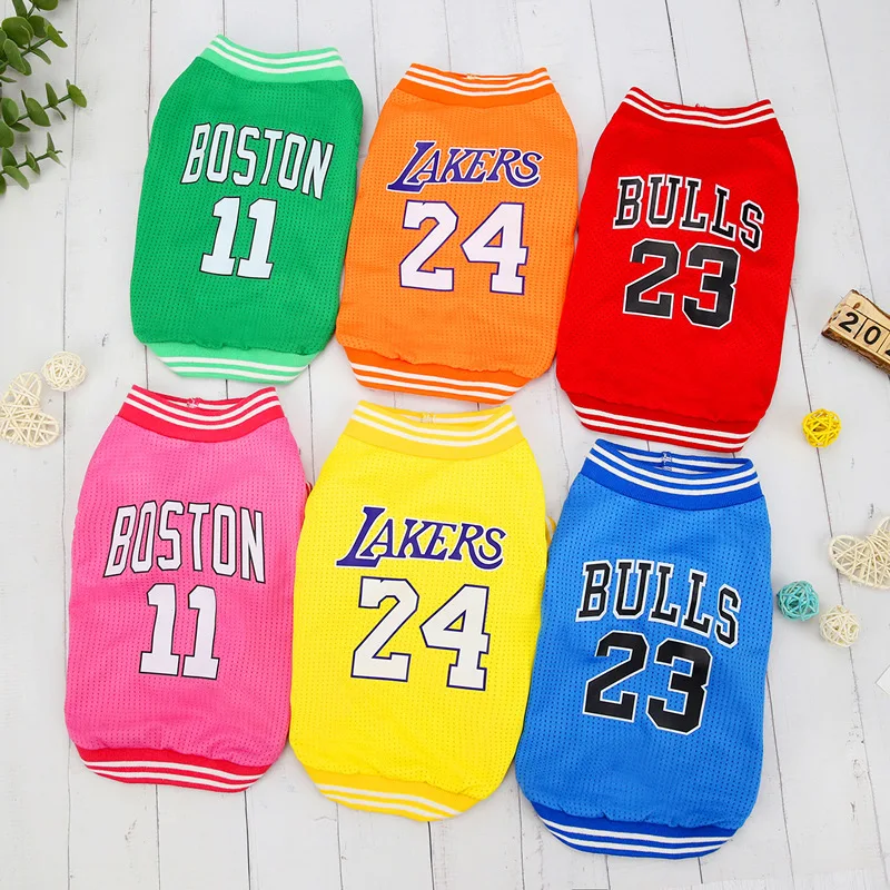 Pet Dog Clothes Vest Basketball Jersey Summer Clothes For Dogs Puppy T-shirt Breathable Mesh Dog Vest Summer Clothes S-2XL