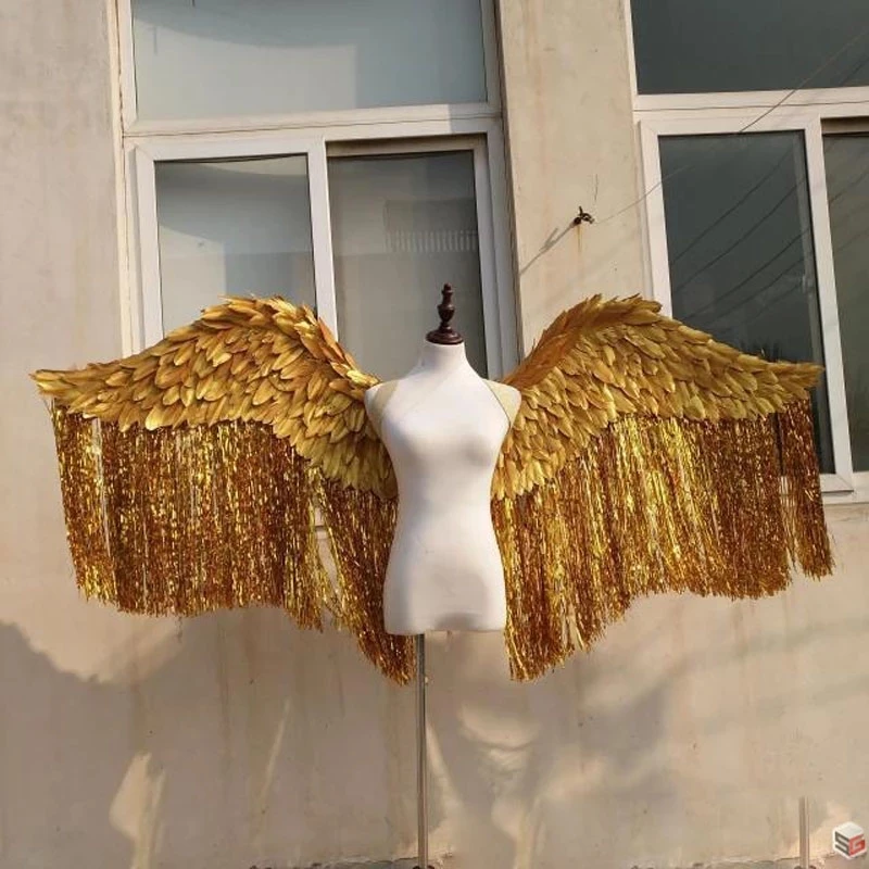 Big size Beautiful silver Angel feather wings Fashion show photo shooting props gold wings Model catwalk stage show costume