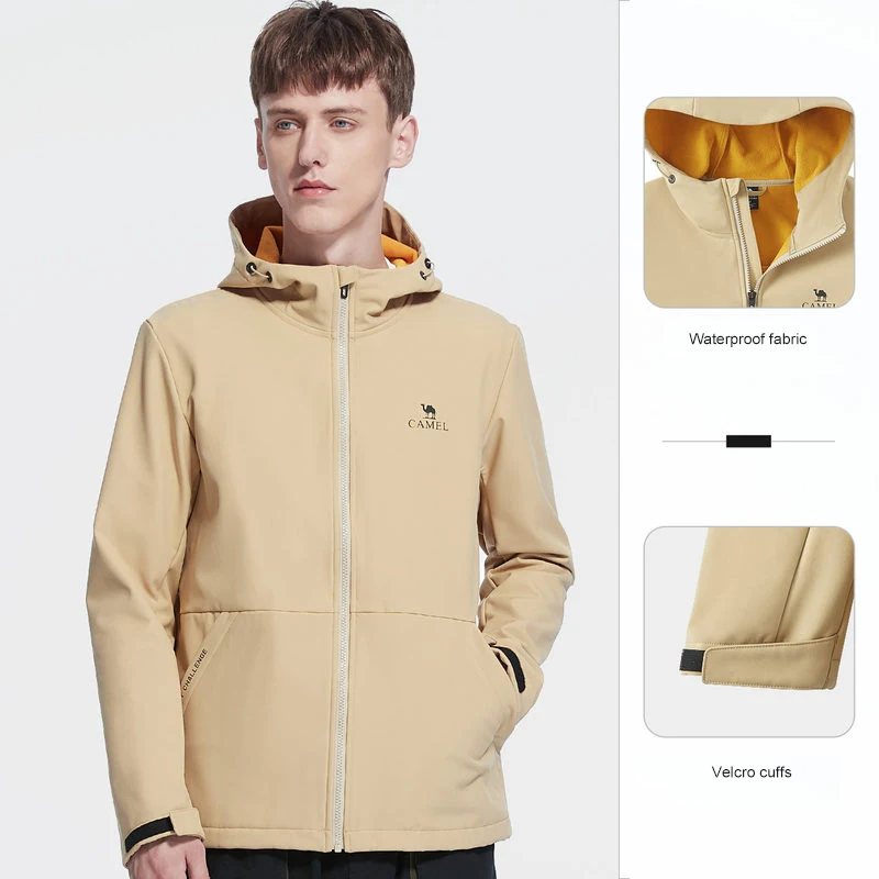 Goldencamel Outdoor Soft Shell Jackets Mens Autumn Winter Waterproof Windproof Jacket Trekking Hiking Hooded Warm Coats Male