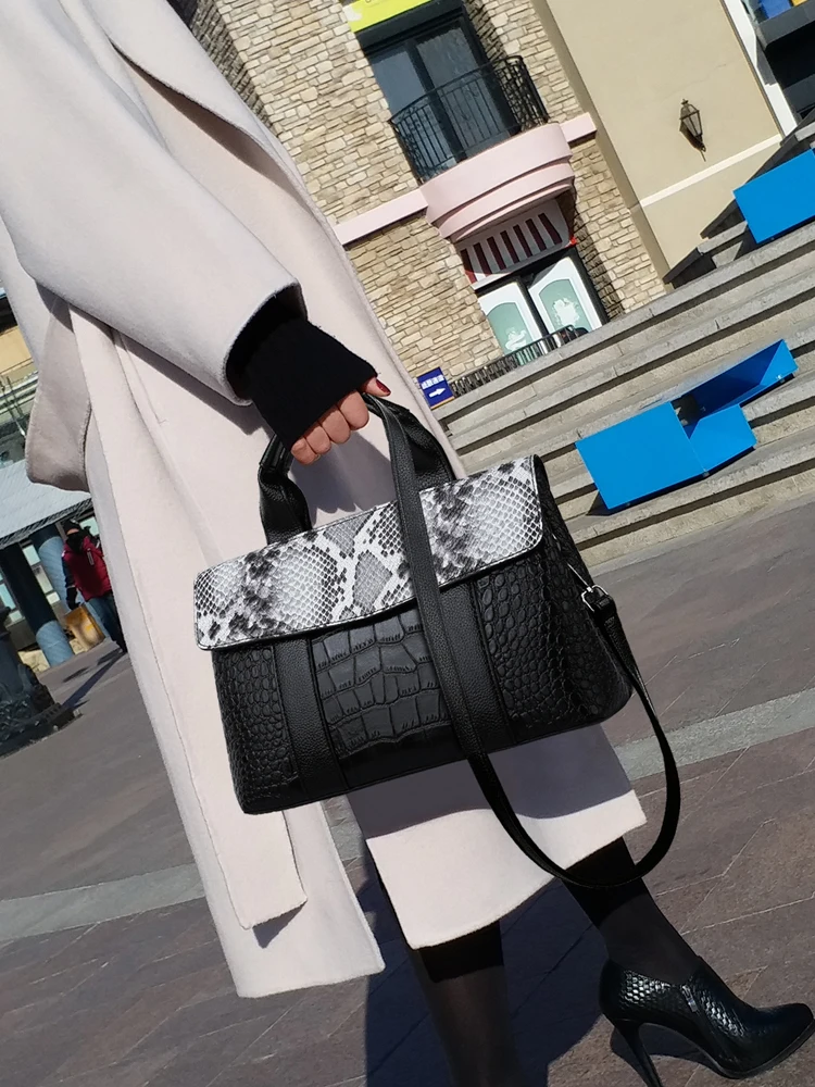 Leather Bags Women Big Top-handle Bags Ladies Hand Bags Tote Bag Female Shoulder Crocodile Pattern Clutch Bag Sac A Main Femme