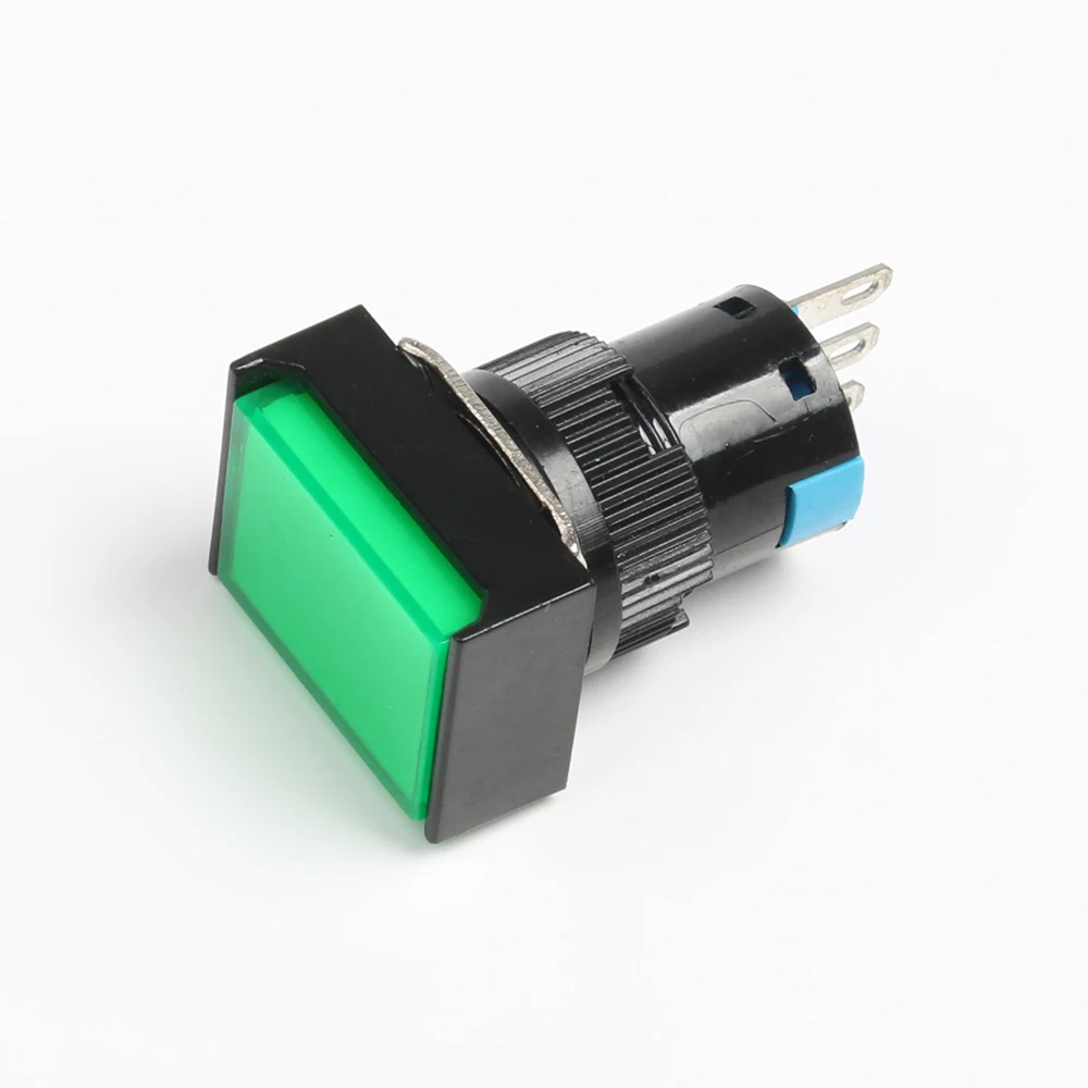 16mm 1NO1NC Latching Momentary Plastic Push Button Switch Rectangle Pilot Lamp Indicator Light With LED No LED