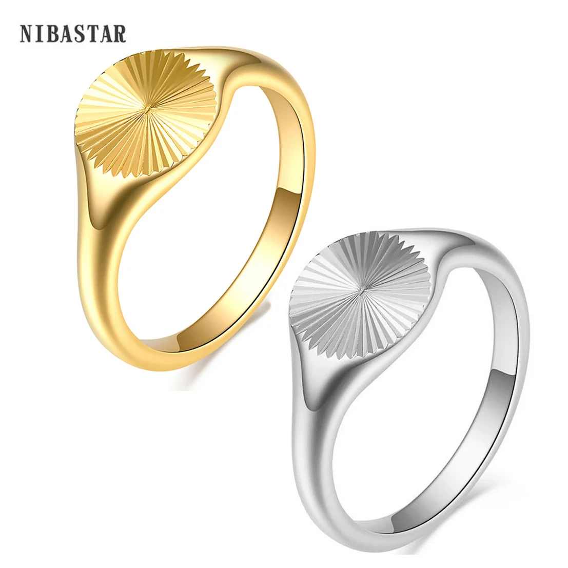 Wysokiej jakości pierścionki Carve Wave dla kobiet Minimalistyczne delikatne promienie Tekstura Pierścionek ze stali nierdzewnej Signet Chunky Dome Ring