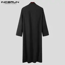 Muslim Men Breathable Long Sleeve Thobe and Kaftan #4